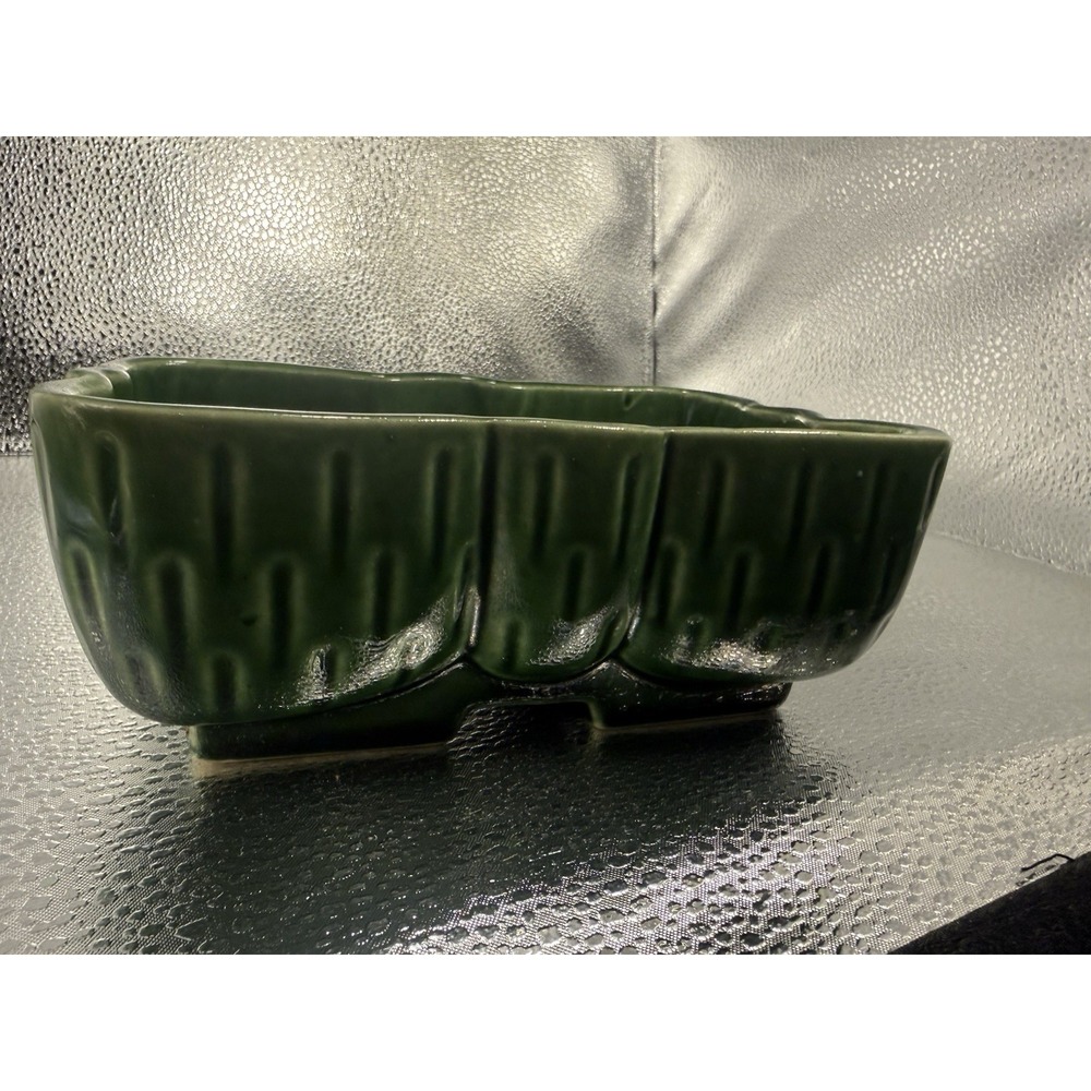 Vintage MCM glazed pottery green planter Upco USA 104-6